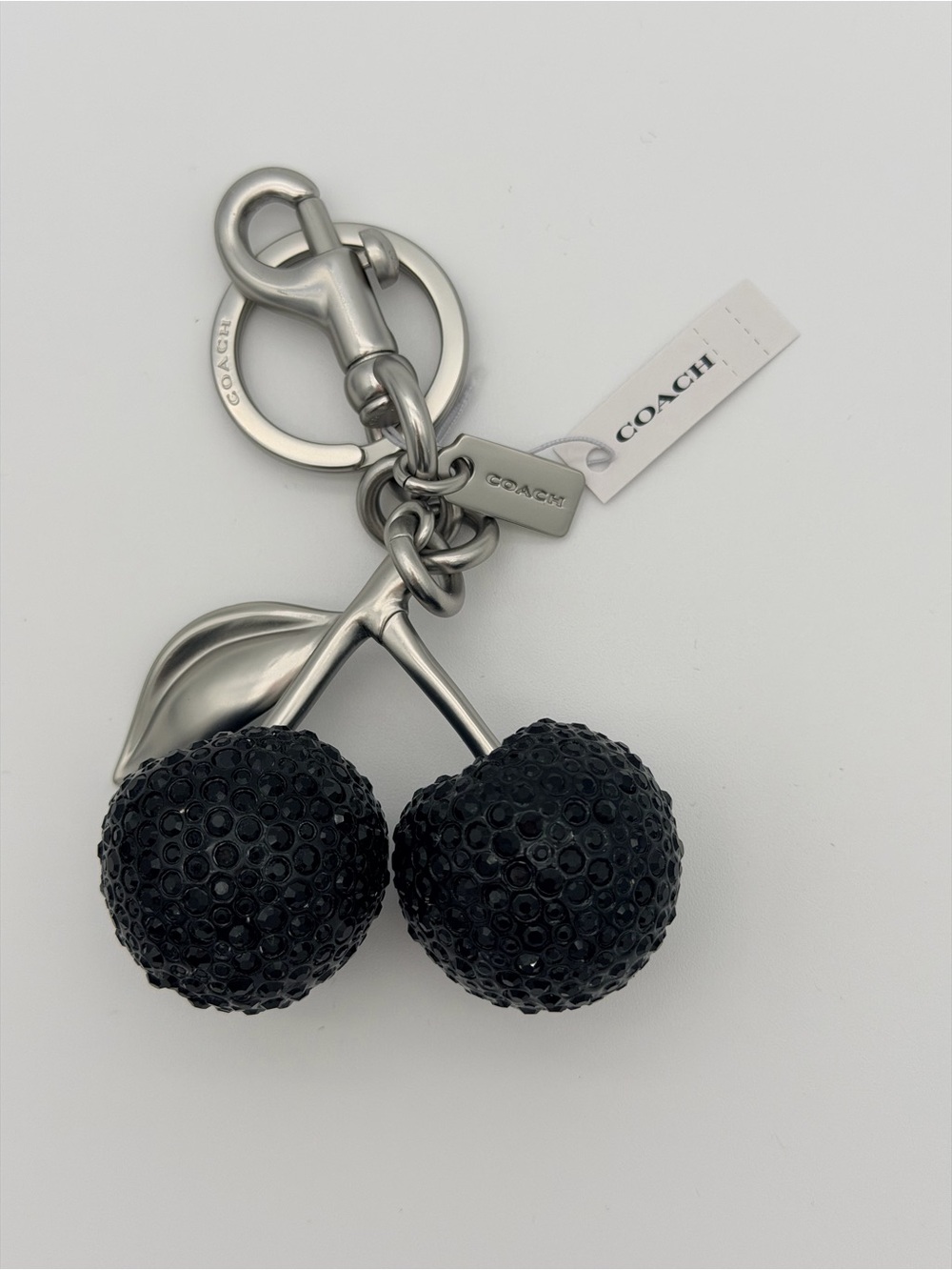 COACH Black Crystal Cherry Key Ring Charm CCD32 - Picture 1 of 5